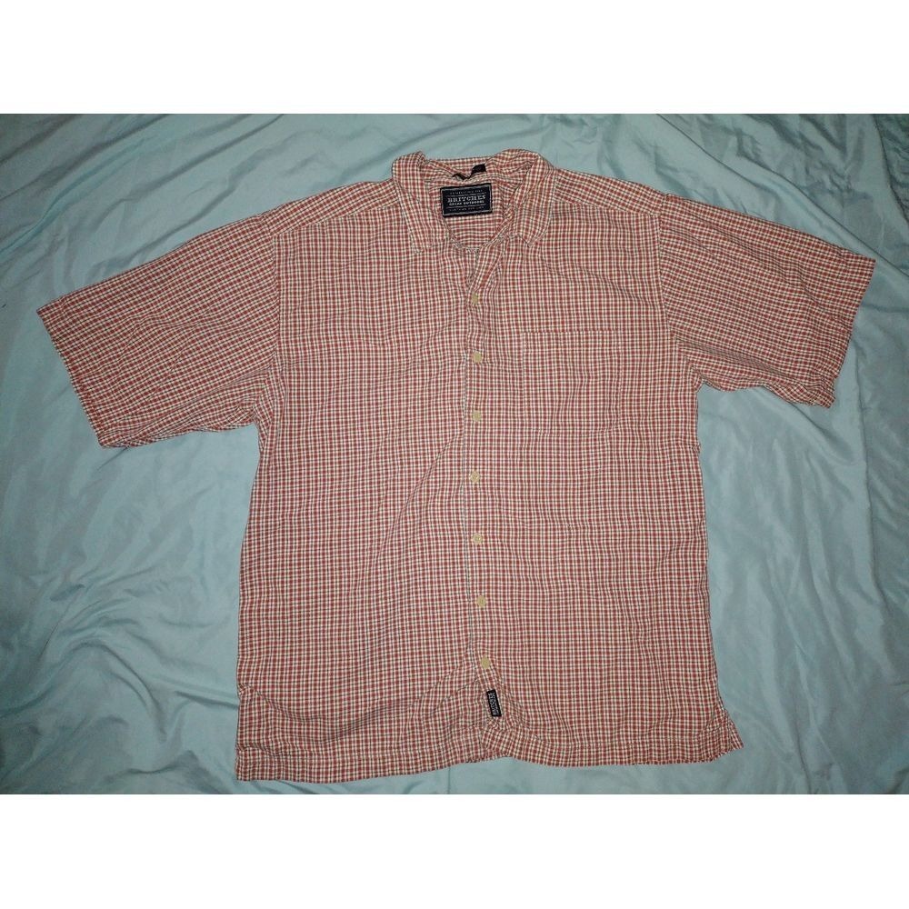 BRITCHES GREAT OUTDOORS Mens Plaid Button Up Short Sleeve Shirt XXL 100 Cotton